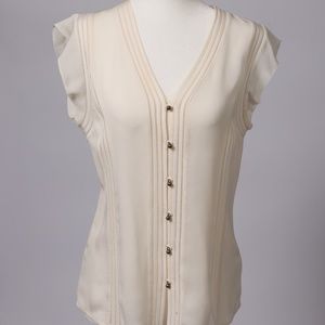 Veronica Beard short sleeve white blouse size small